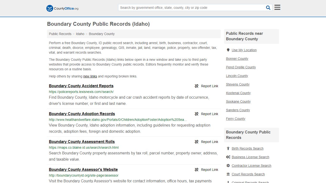 Boundary County Public Records (Idaho) - County Office