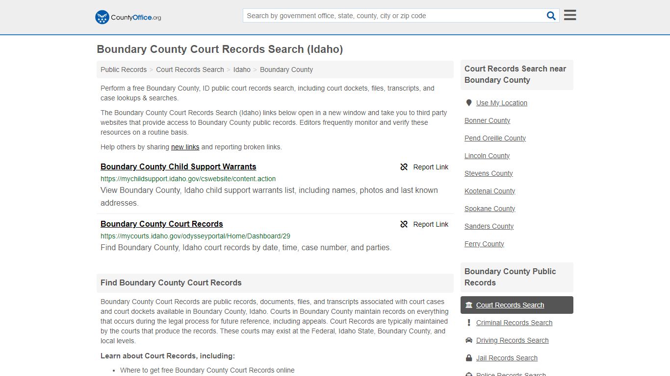 Boundary County Court Records Search (Idaho) - County Office