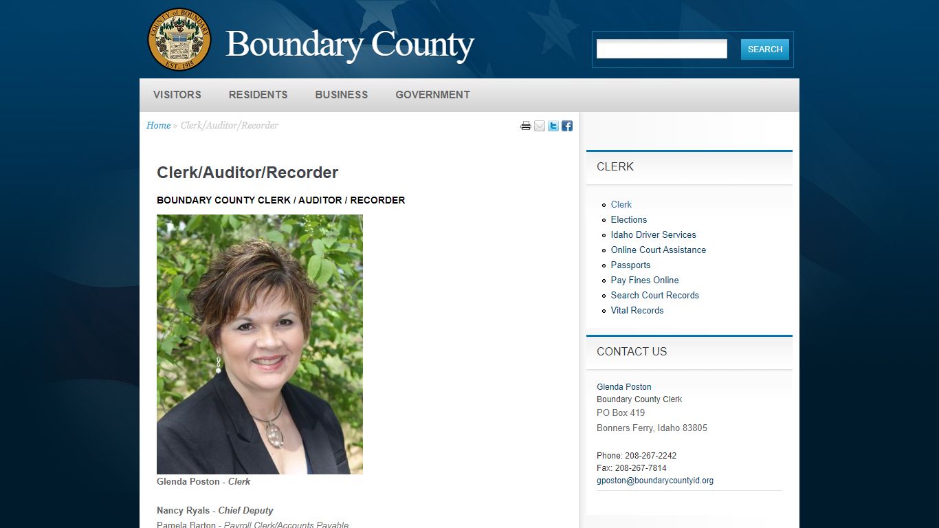 Clerk/Auditor/Recorder | Boundary County